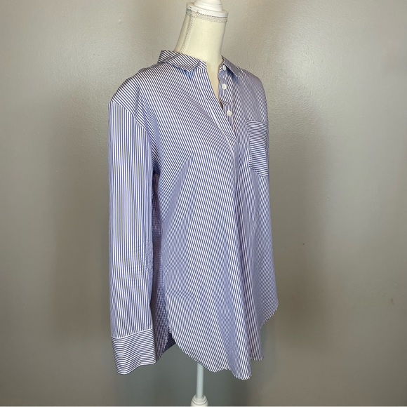 Nordstrom Signature Blue White Stripe Button Down Size Medium - Picture 5 of 8